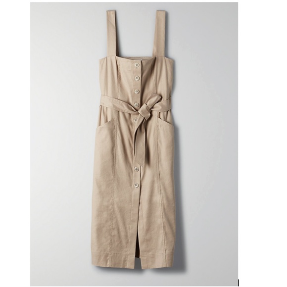 Babaton Dresses & Skirts - NWT! Tan Babaton Kofi Dress Aritzia Belted button